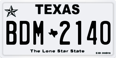 TX license plate BDM2140