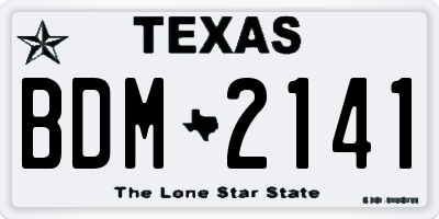 TX license plate BDM2141