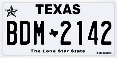 TX license plate BDM2142