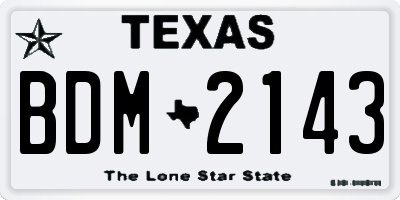 TX license plate BDM2143