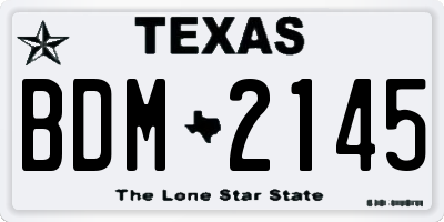TX license plate BDM2145