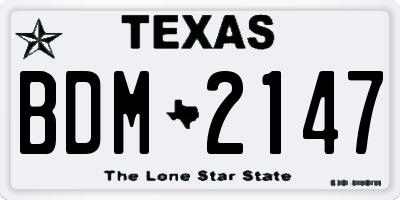 TX license plate BDM2147