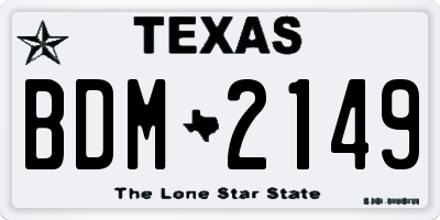 TX license plate BDM2149