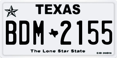 TX license plate BDM2155