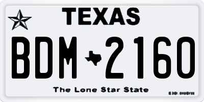TX license plate BDM2160