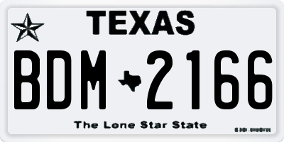 TX license plate BDM2166