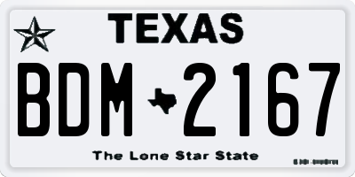 TX license plate BDM2167