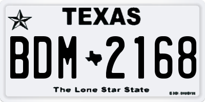 TX license plate BDM2168