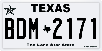 TX license plate BDM2171