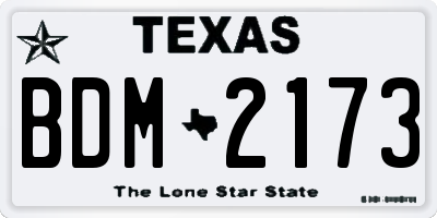 TX license plate BDM2173