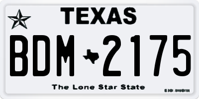 TX license plate BDM2175