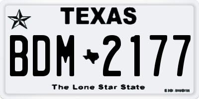 TX license plate BDM2177