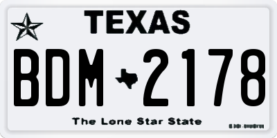 TX license plate BDM2178