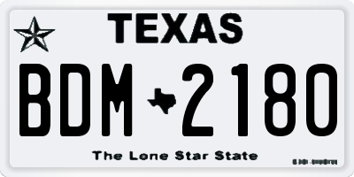 TX license plate BDM2180