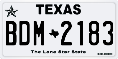 TX license plate BDM2183