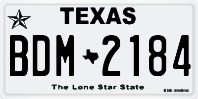 TX license plate BDM2184