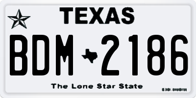 TX license plate BDM2186
