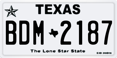 TX license plate BDM2187