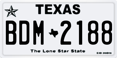 TX license plate BDM2188