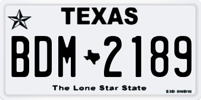 TX license plate BDM2189