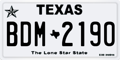 TX license plate BDM2190
