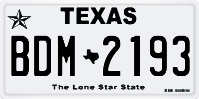 TX license plate BDM2193