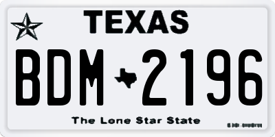 TX license plate BDM2196