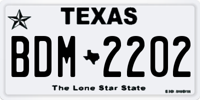 TX license plate BDM2202