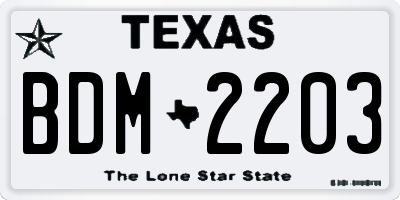TX license plate BDM2203