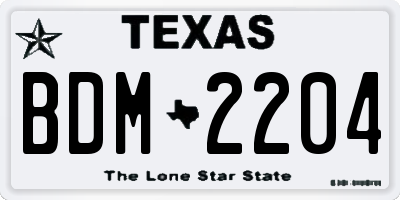 TX license plate BDM2204