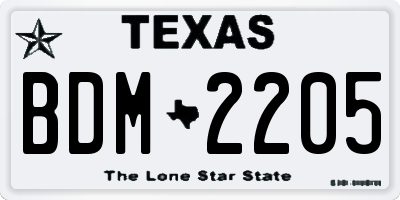 TX license plate BDM2205