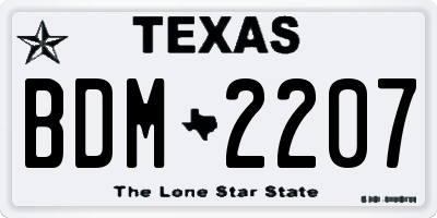 TX license plate BDM2207