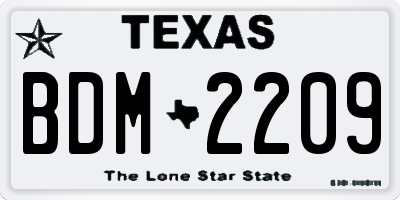 TX license plate BDM2209