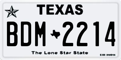 TX license plate BDM2214