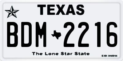 TX license plate BDM2216