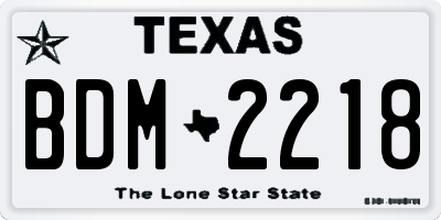 TX license plate BDM2218