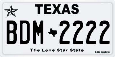 TX license plate BDM2222