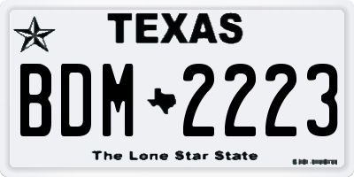 TX license plate BDM2223