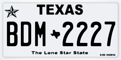 TX license plate BDM2227