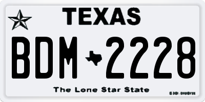 TX license plate BDM2228