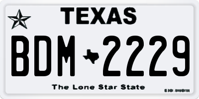 TX license plate BDM2229