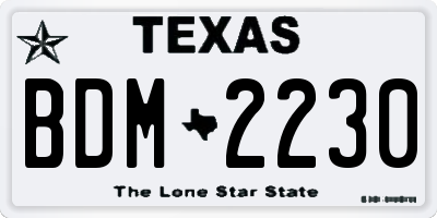 TX license plate BDM2230
