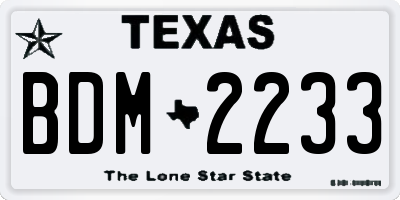 TX license plate BDM2233