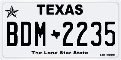 TX license plate BDM2235