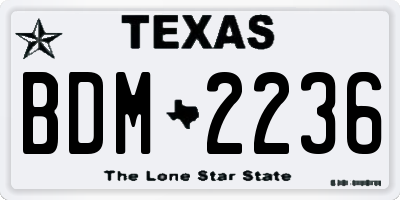 TX license plate BDM2236