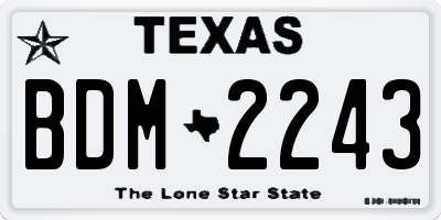 TX license plate BDM2243