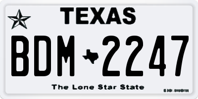 TX license plate BDM2247