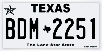 TX license plate BDM2251