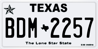 TX license plate BDM2257