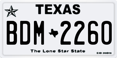 TX license plate BDM2260